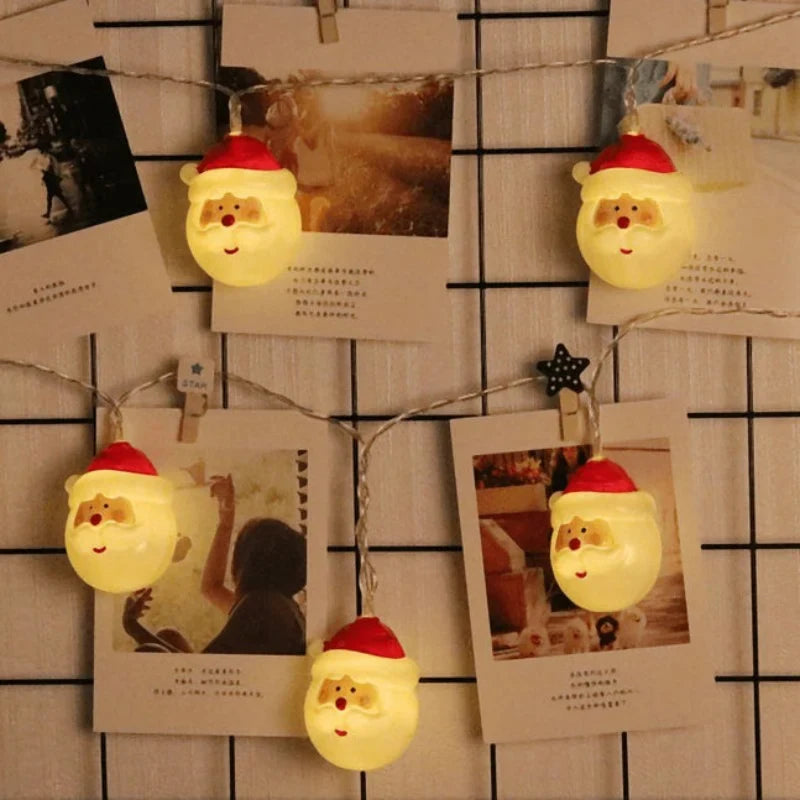 LED Christmas Lights String 20 Battery Operated with Santa Heads for Indoor Holiday Decorations - Image 4