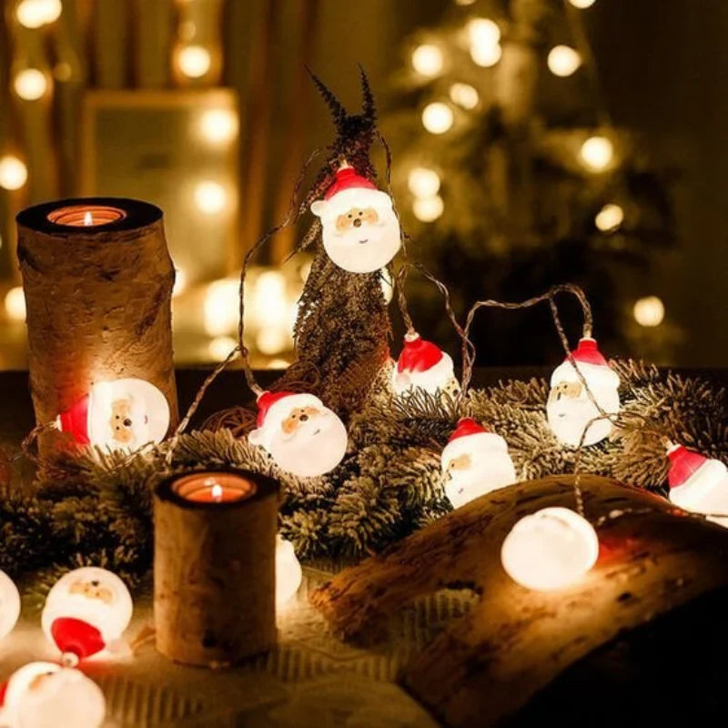 LED Christmas Lights String 20 Battery Operated with Santa Heads for Indoor Holiday Decorations - Image 7