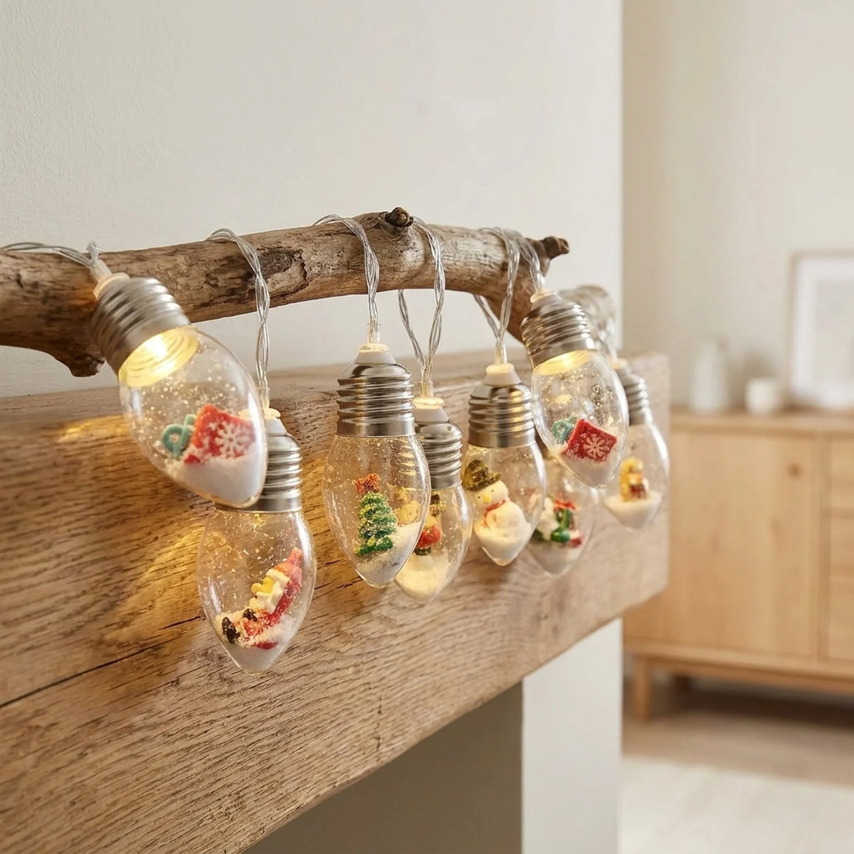 LED Christmas String Lights with Warm White Glow and Miniature Figurine Bulbs - Image 1