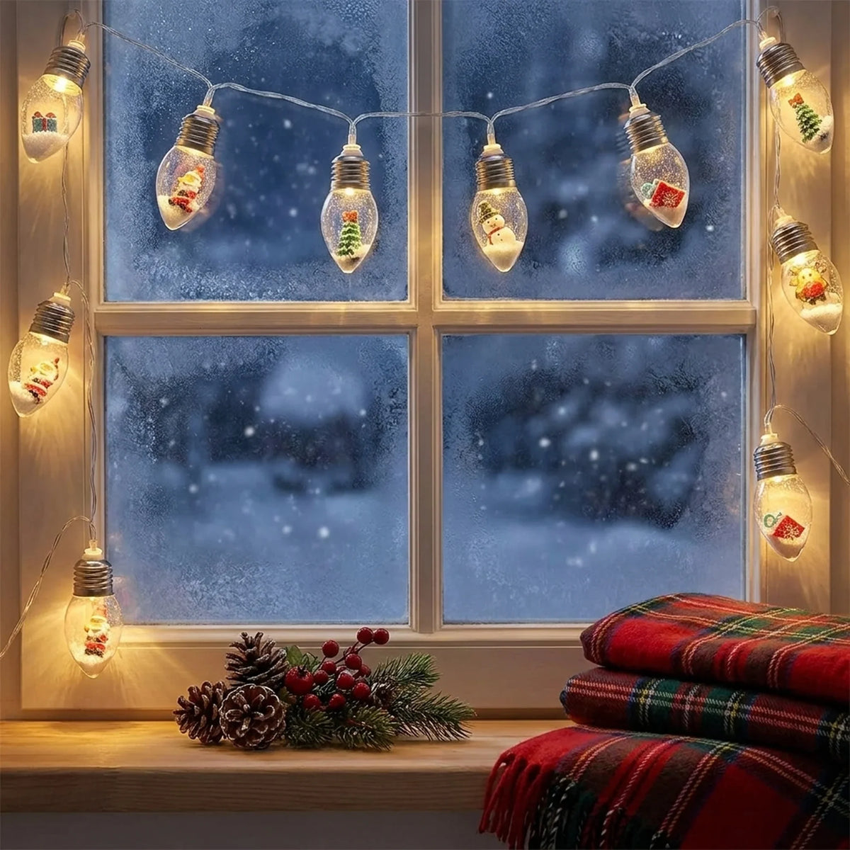 LED Christmas String Lights with Warm White Glow and Miniature Figurine Bulbs - Image 3