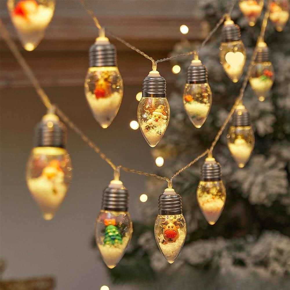 LED Christmas String Lights with Warm White Glow and Miniature Figurine Bulbs - Image 5