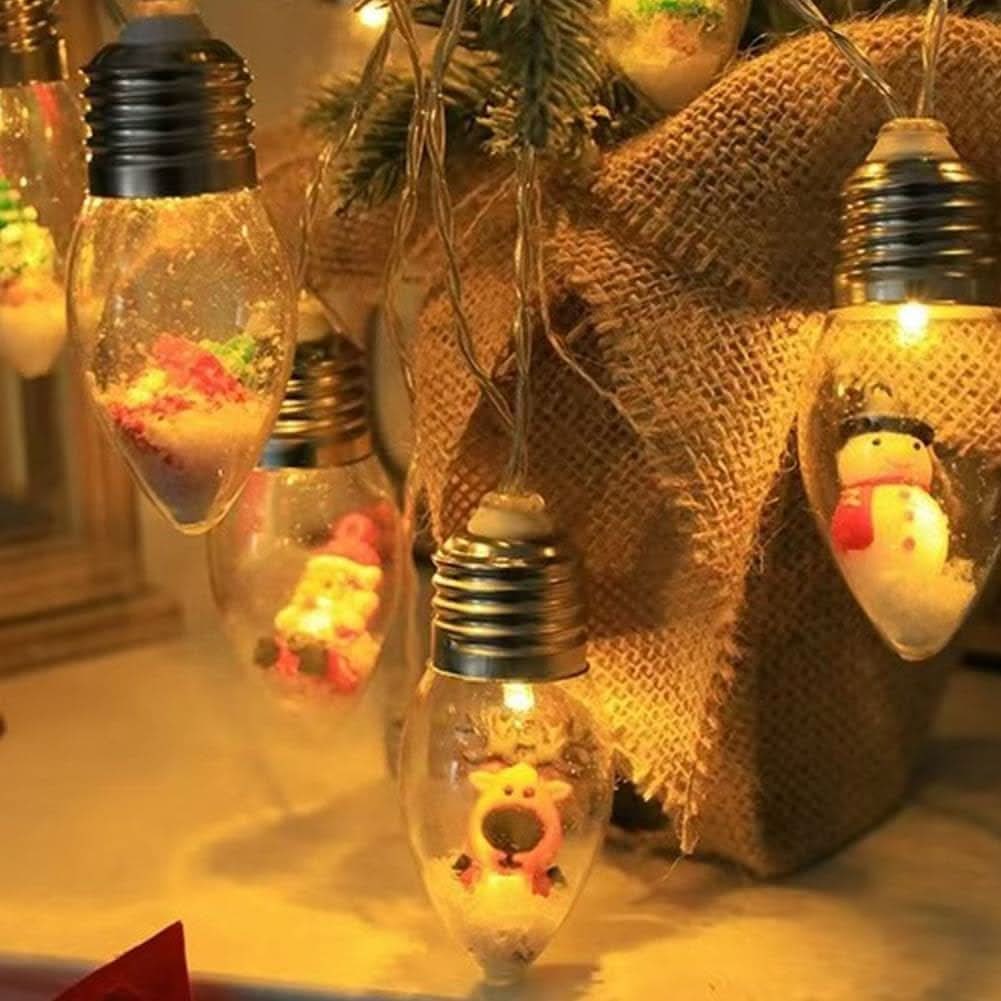 LED Christmas String Lights with Warm White Glow and Miniature Figurine Bulbs - Image 8