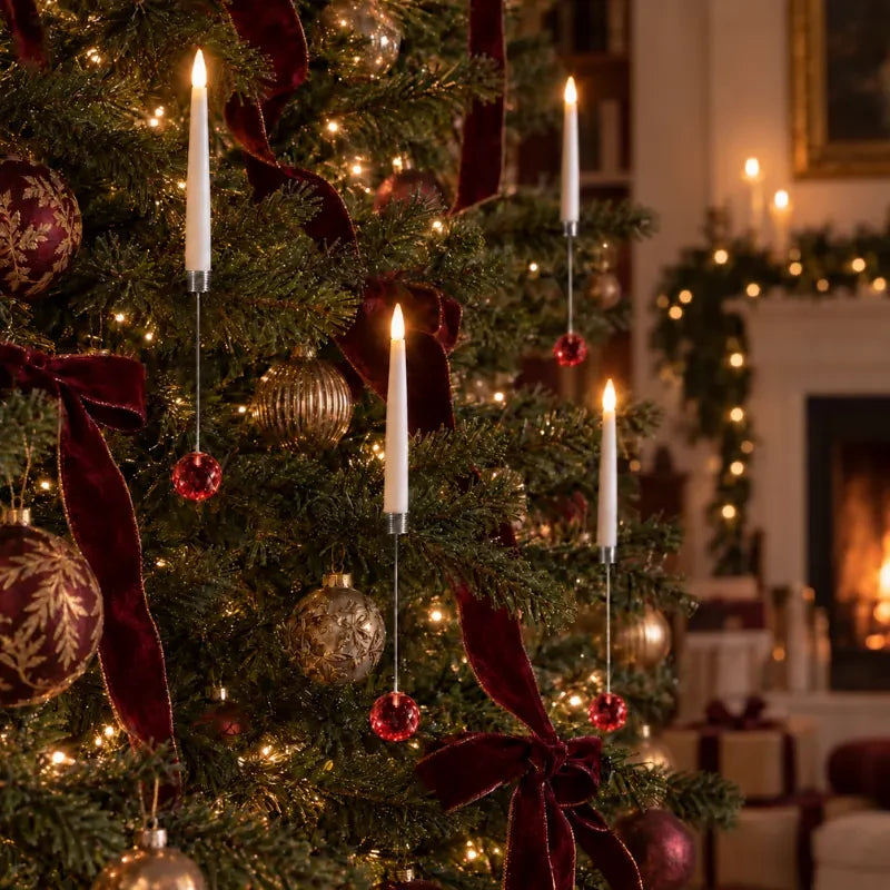LED Christmas Tree Candles with Flickering Flame and Hanging Crystal Ornaments - Image 14