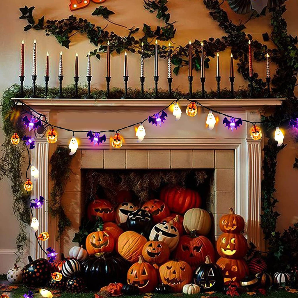 LED Halloween String Lights Outdoor Battery Operated Bat Pumpkin Decoration - Image 6