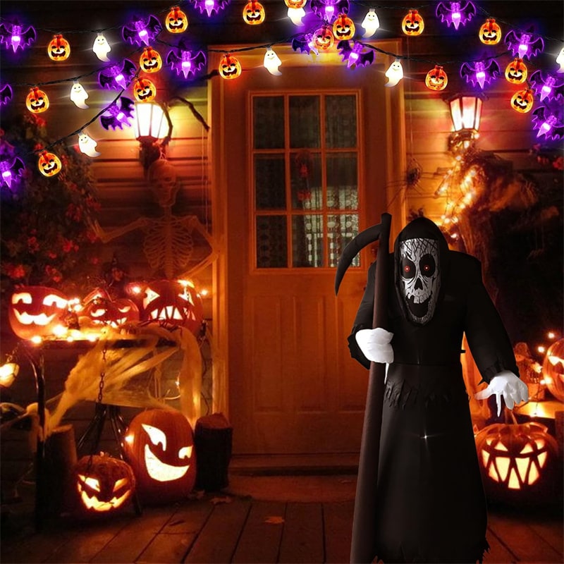 LED Halloween String Lights Outdoor Battery Operated Bat Pumpkin Decoration - Image 8