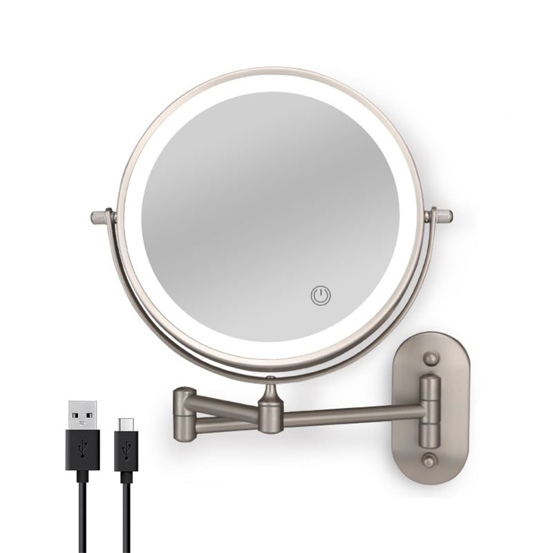 LED Lighted Makeup Mirror with Lights 10x Magnification and Extendable Folding Arm Wall Mount - Image 11
