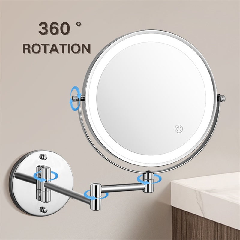 LED Lighted Makeup Mirror with Lights 10x Magnification and Extendable Folding Arm Wall Mount - Image 12