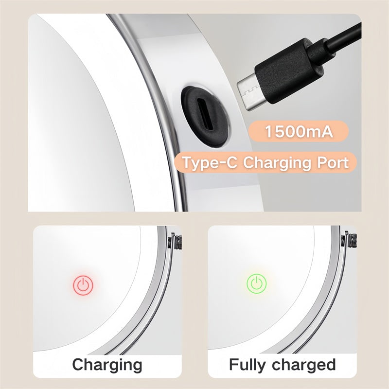 LED Lighted Makeup Mirror with Lights 10x Magnification and Extendable Folding Arm Wall Mount - Image 14