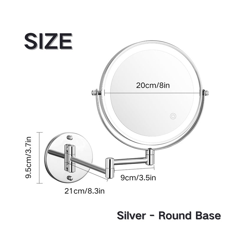 LED Lighted Makeup Mirror with Lights 10x Magnification and Extendable Folding Arm Wall Mount - Image 4