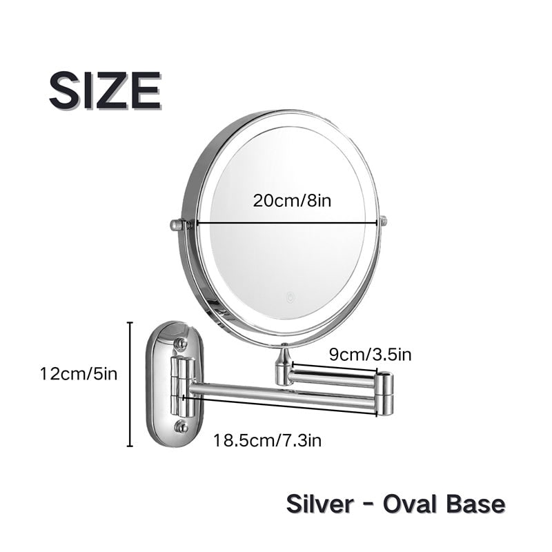 LED Lighted Makeup Mirror with Lights 10x Magnification and Extendable Folding Arm Wall Mount - Image 5