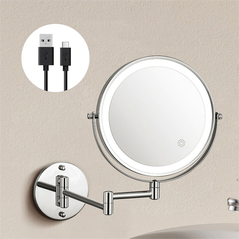 LED Lighted Makeup Mirror with Lights 10x Magnification and Extendable Folding Arm Wall Mount - Image 8