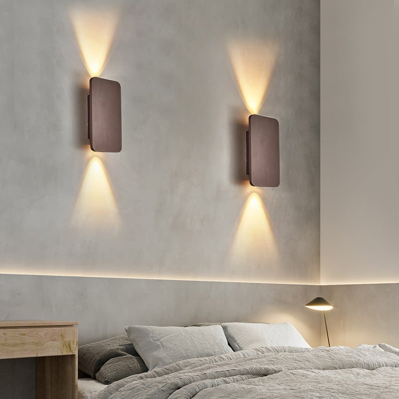 LED Rectangular Wall Sconce Light with Bi-Directional Uplight Downlight and Brushed Metal Finish - Image 1