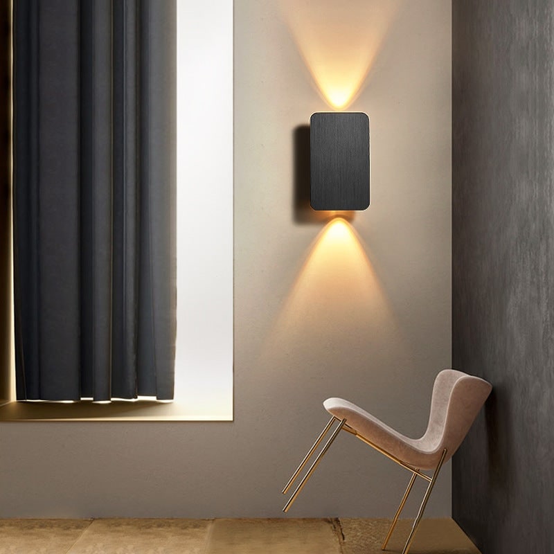 LED Rectangular Wall Sconce Light with Bi-Directional Uplight Downlight and Brushed Metal Finish - Image 3