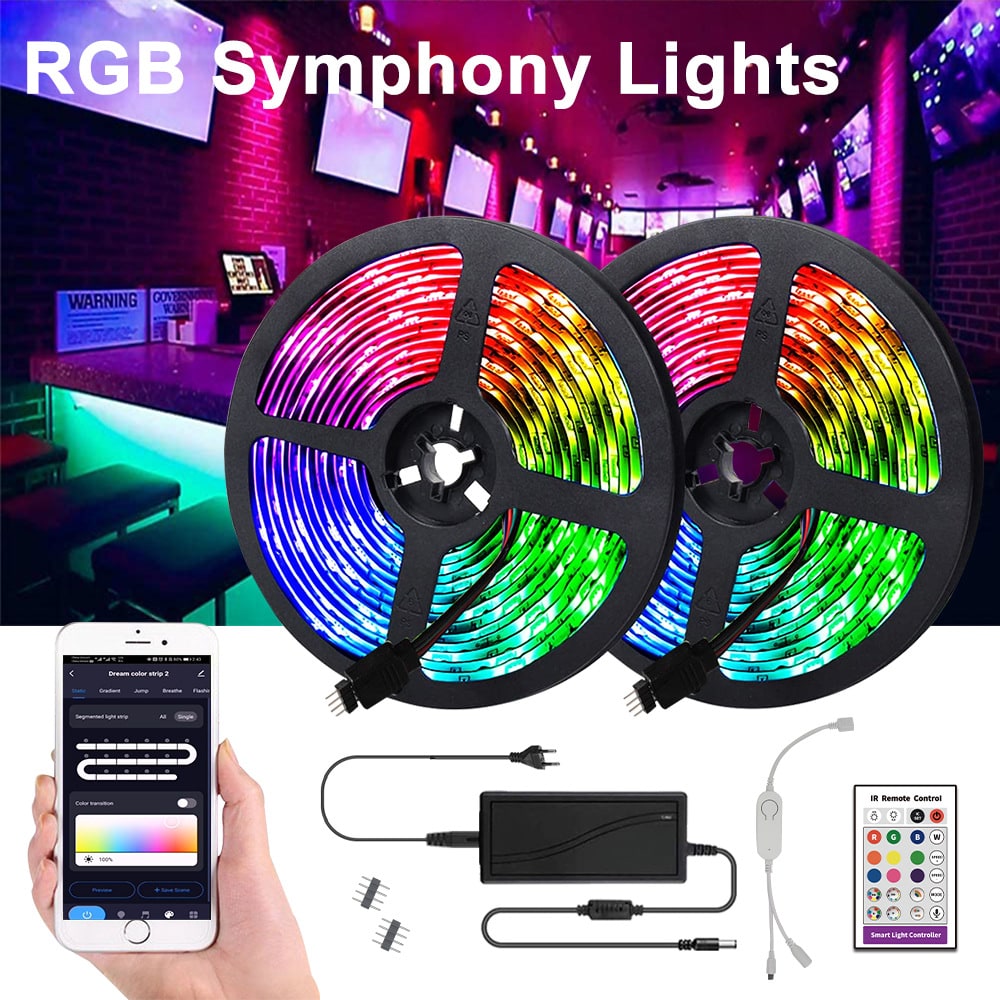 LED Strip Lights Rgb Color Changing with Remote and App Control Garage - Image 1