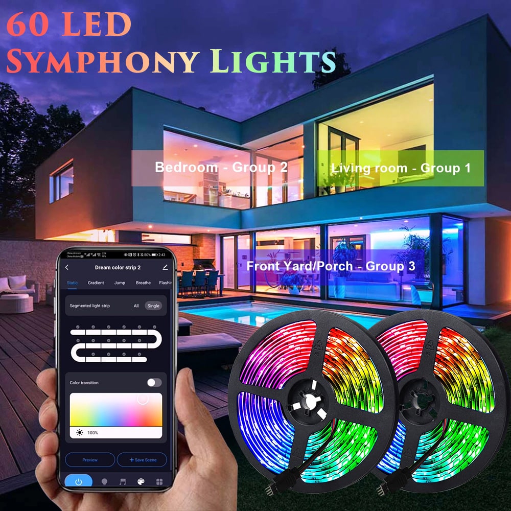 LED Strip Lights Rgb Color Changing with Remote and App Control Garage - Image 3