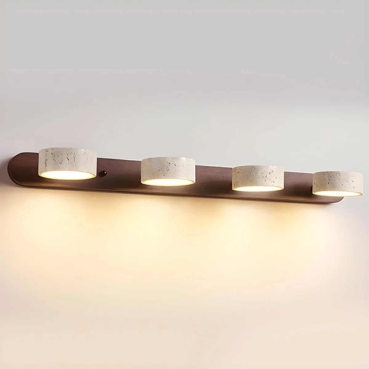 LED Wall Sconce with Travertine Stone and Wood Modern Adjustable Tilting Heads - Image 11