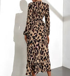Leopard Print V-Neck Dress – Elegant, Comfortable & Perfect for Any Occasion