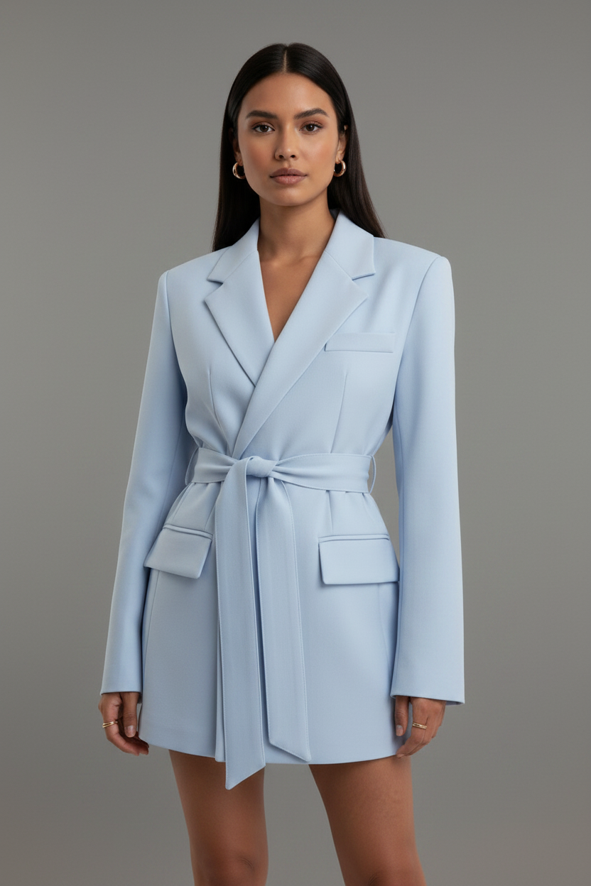 Aveline Blazer Dress with Tie Belt