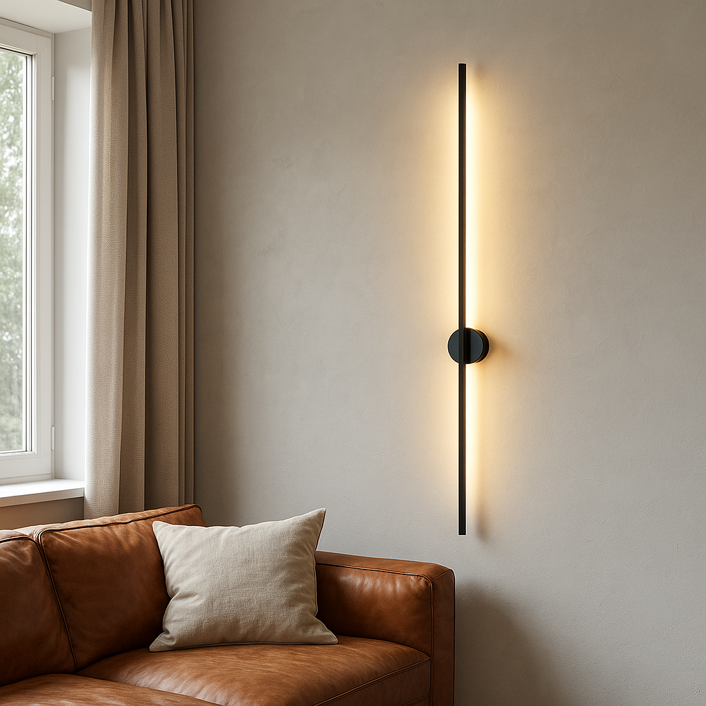 Linear Wall Sconce Modern LED Warm White Indirect Backlit Metal Minimalist Matte Black - Image 1