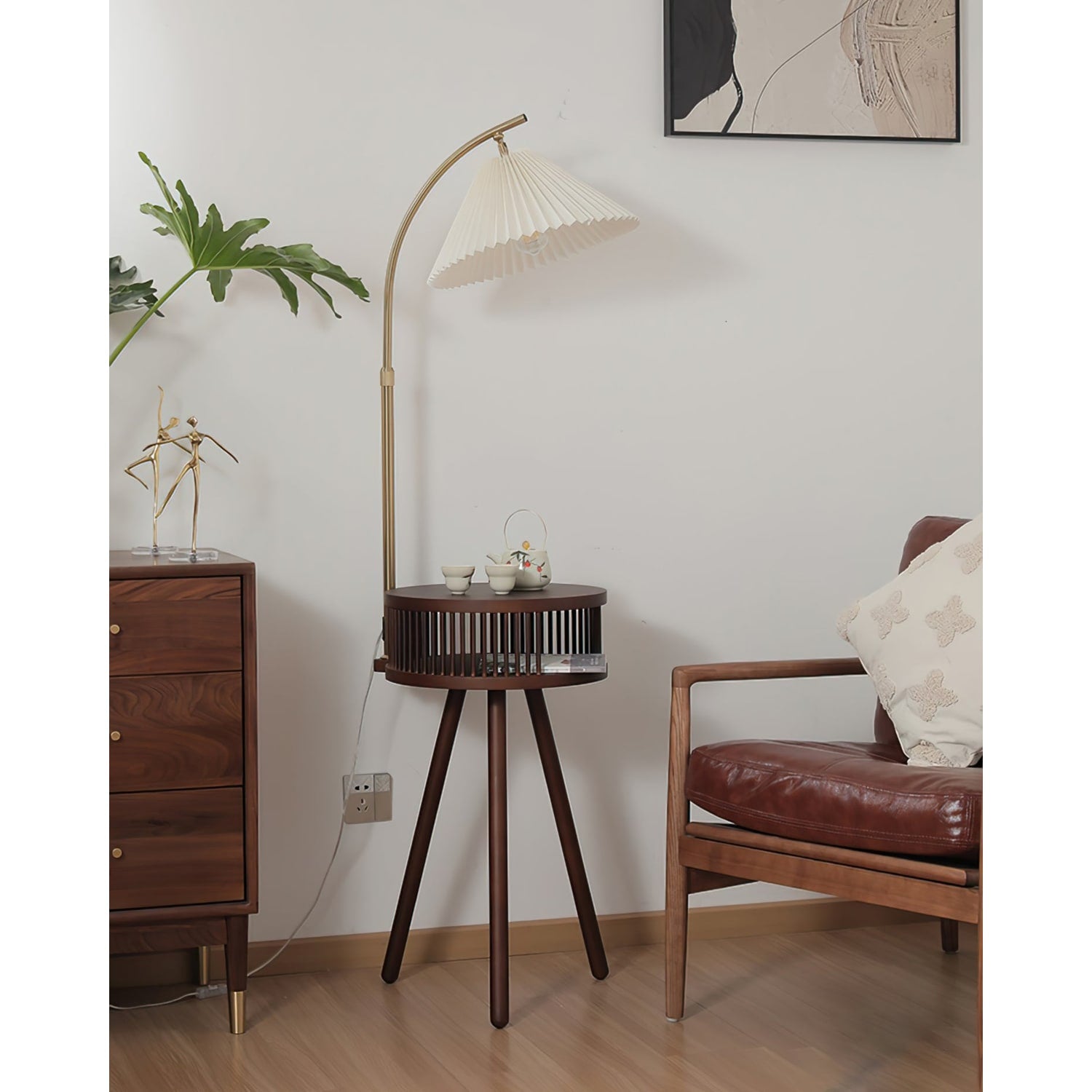 Living Room Floor Lamp Arc Floor Lamp Wooden Adjustable - Image 3