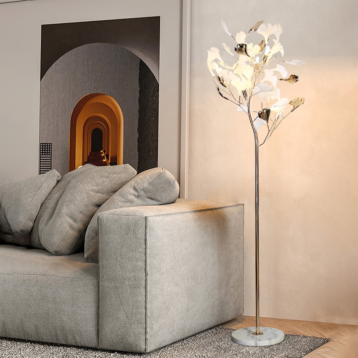 Living Room Floor Lamp Modern Floor Lamp Floral Design Decorative - Image 2