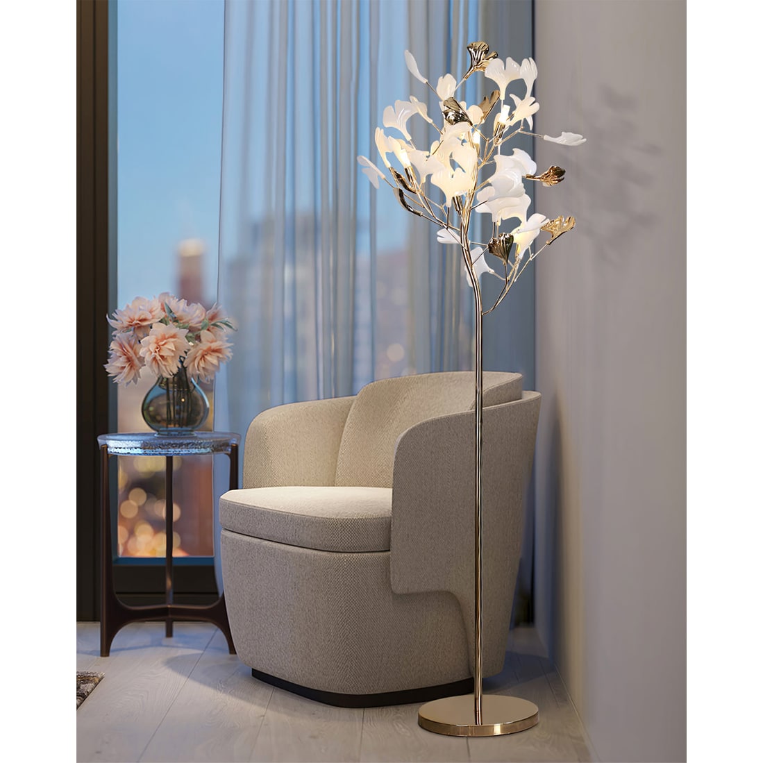 Living Room Floor Lamp Modern Floor Lamp Floral Design Decorative - Image 4