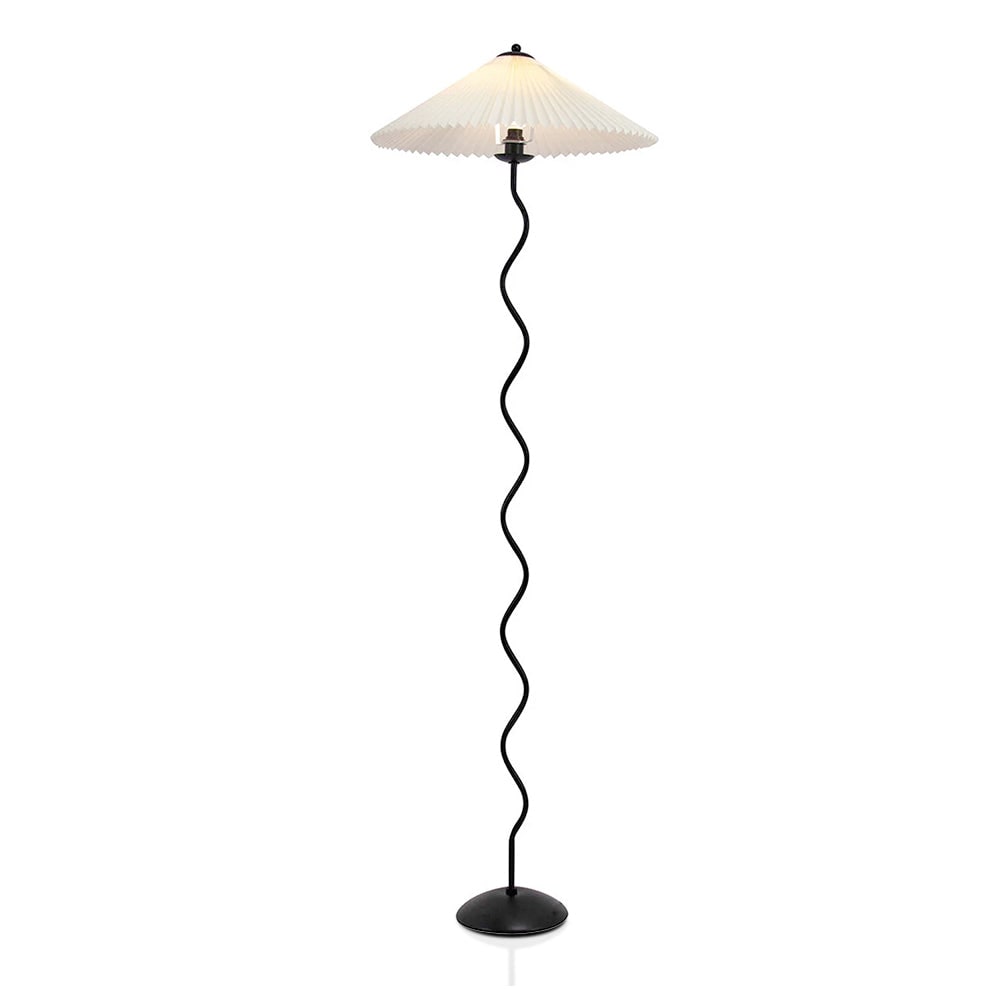 Living Room Floor Lamp Modern Floor Lamp Wooden Pleated Wooden Base - Image 1