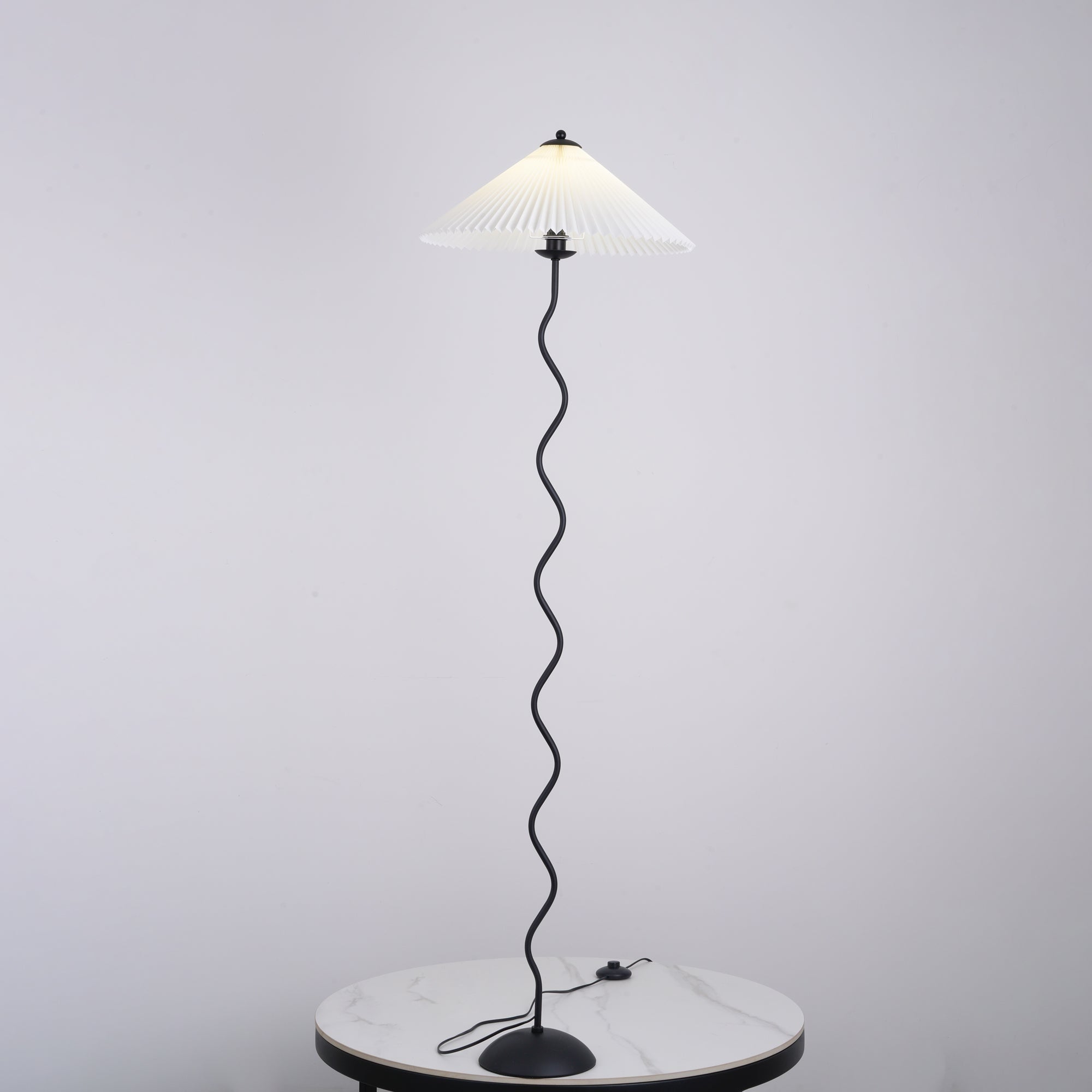 Living Room Floor Lamp Modern Floor Lamp Wooden Pleated Wooden Base - Image 11