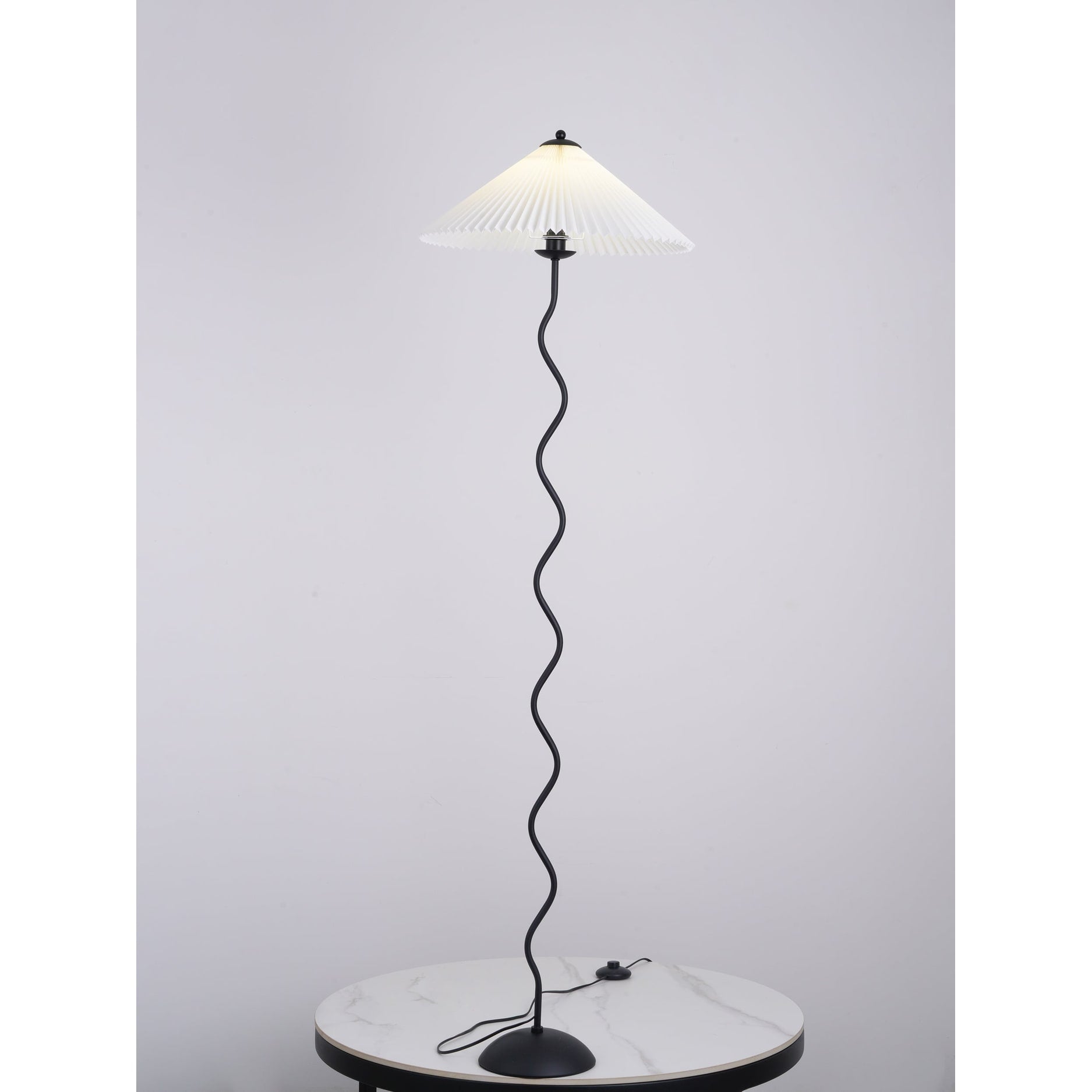 Living Room Floor Lamp Modern Floor Lamp Wooden Pleated Wooden Base - Image 12