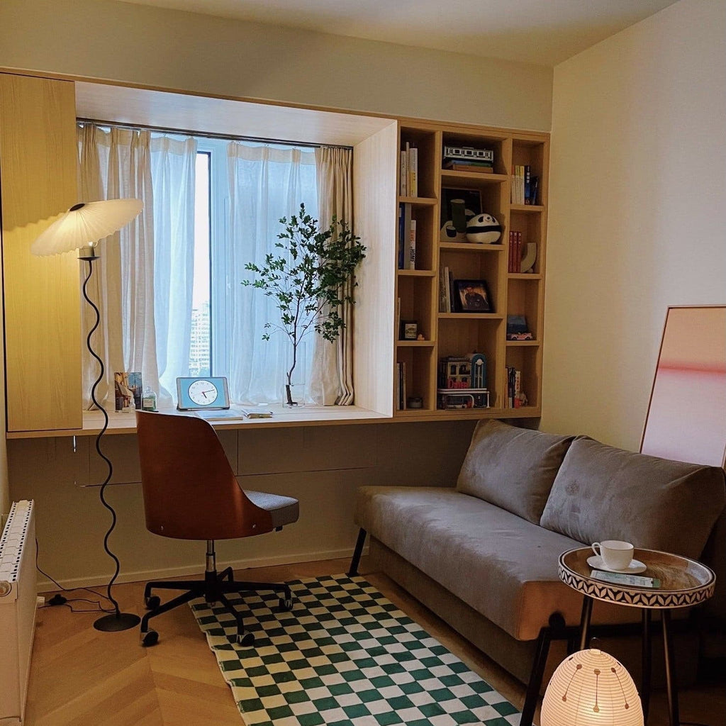 Living Room Floor Lamp Modern Floor Lamp Wooden Pleated Wooden Base - Image 17