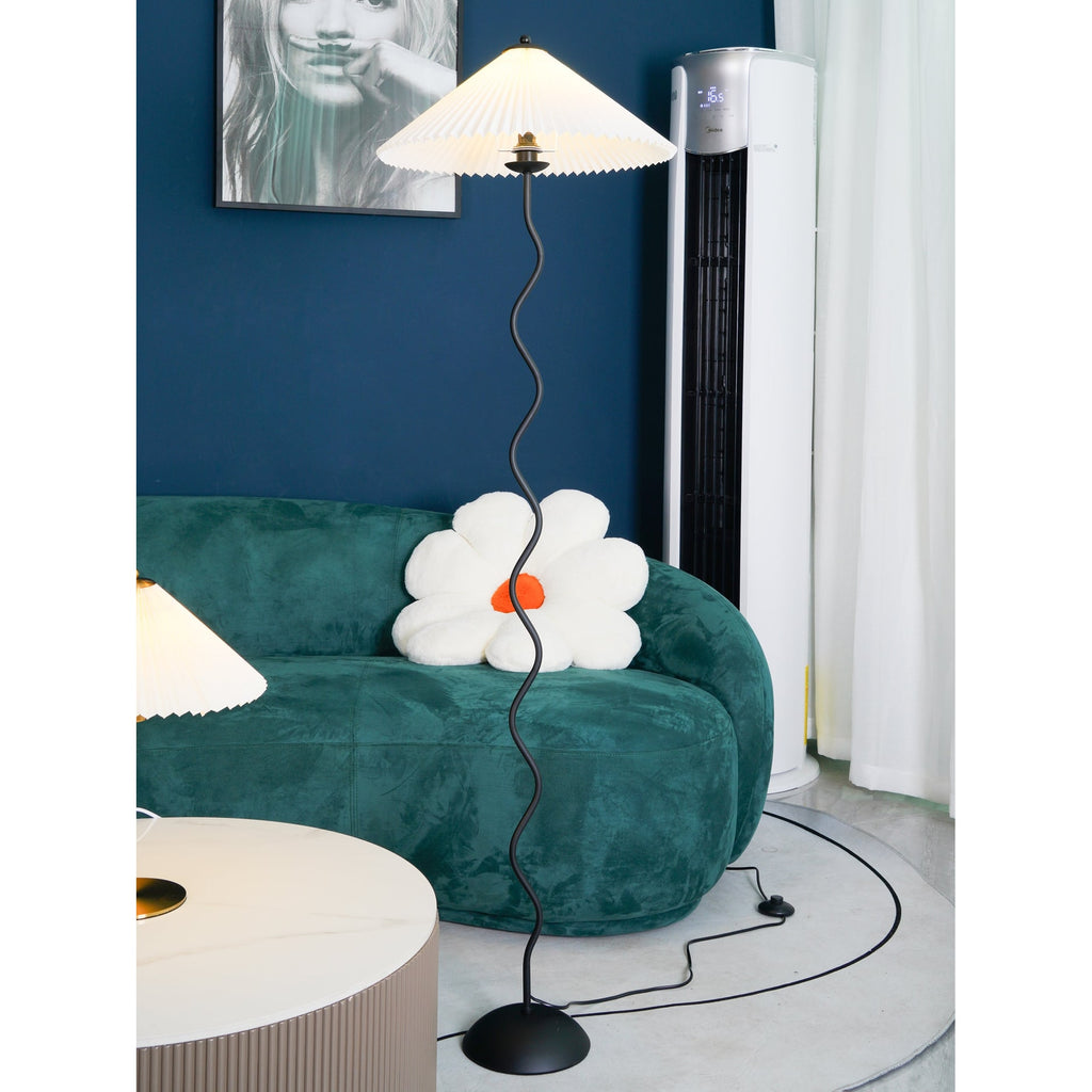 Living Room Floor Lamp Modern Floor Lamp Wooden Pleated Wooden Base - Image 4