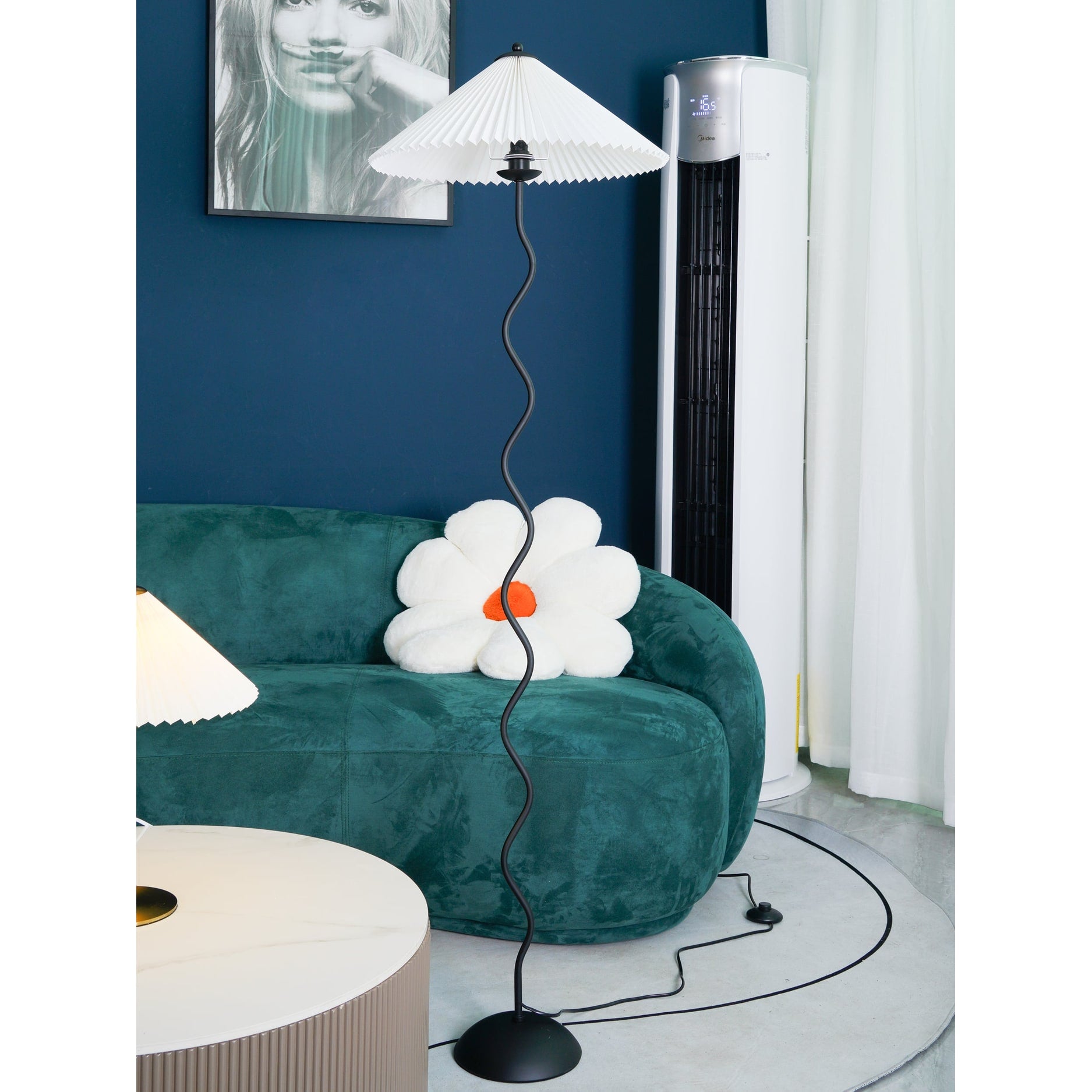 Living Room Floor Lamp Modern Floor Lamp Wooden Pleated Wooden Base - Image 6
