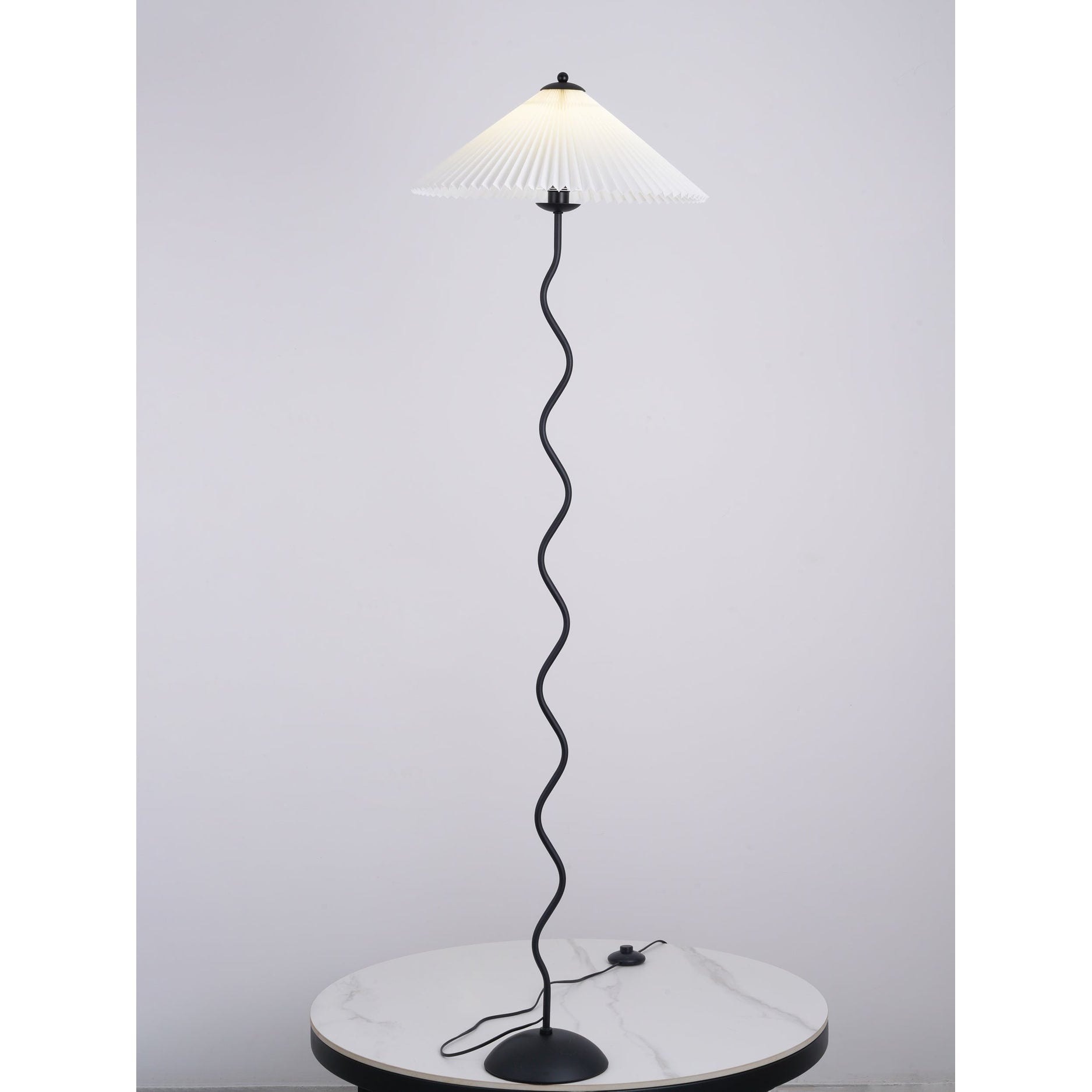 Living Room Floor Lamp Modern Floor Lamp Wooden Pleated Wooden Base - Image 8