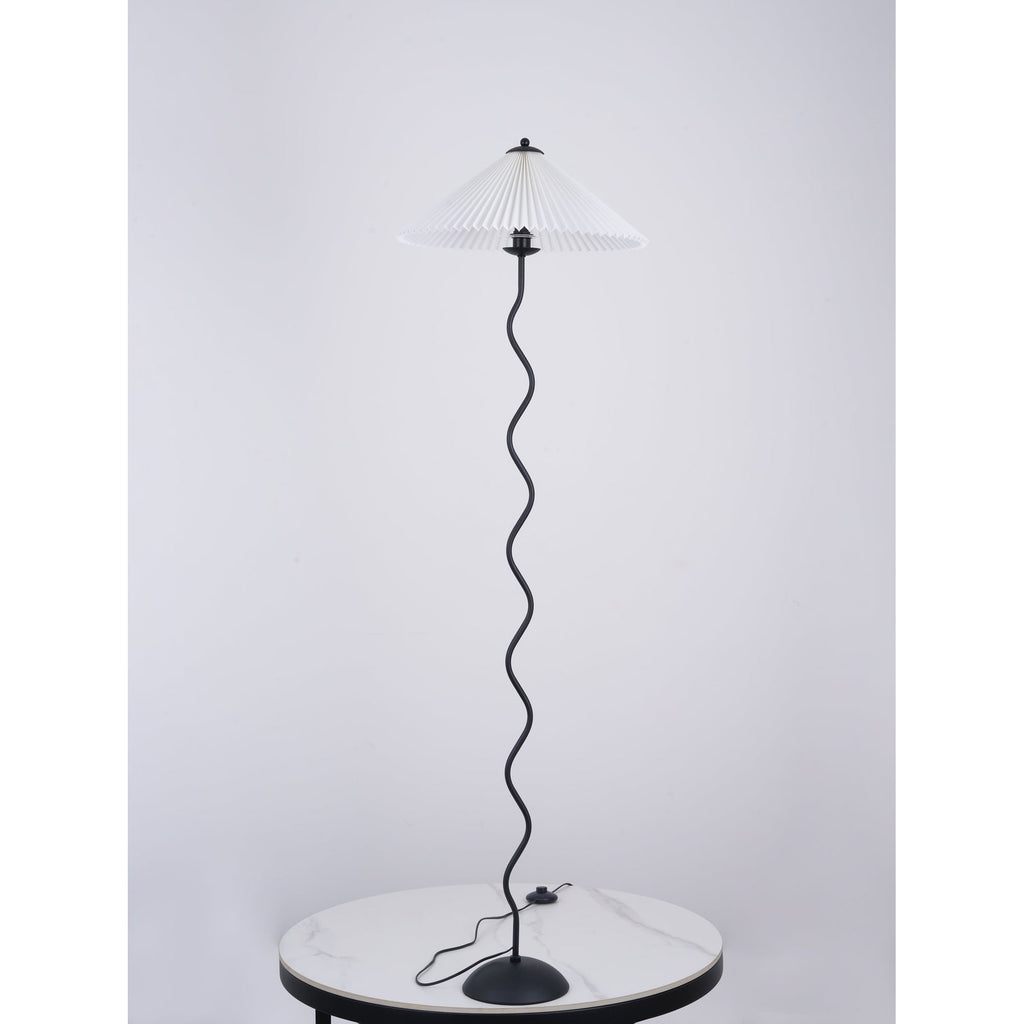 Living Room Floor Lamp Modern Floor Lamp Wooden Pleated Wooden Base - Image 9