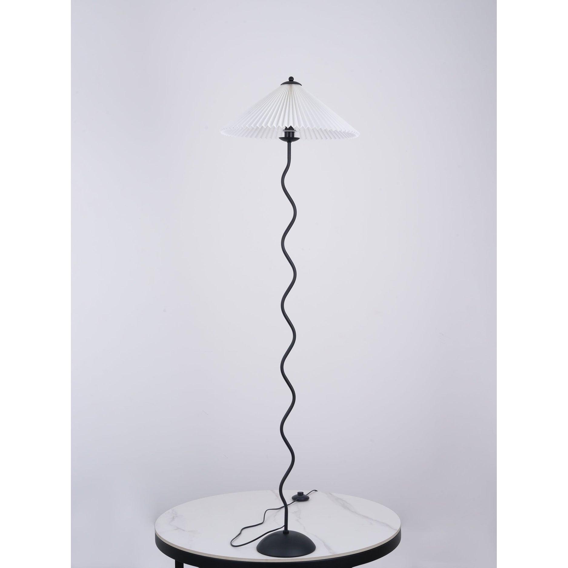Living Room Floor Lamp Modern Floor Lamp Wooden Pleated Wooden Base - Image 9
