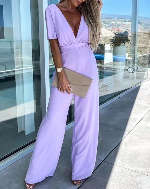 Ruffled Sleeve Wide-Leg Jumpsuit – Elegant, Modern & Flattering
