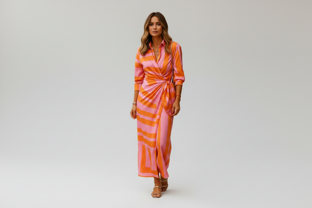 Wrap Collar Summer Dress – Elegant Fit, Modern Style & Effortless Comfort