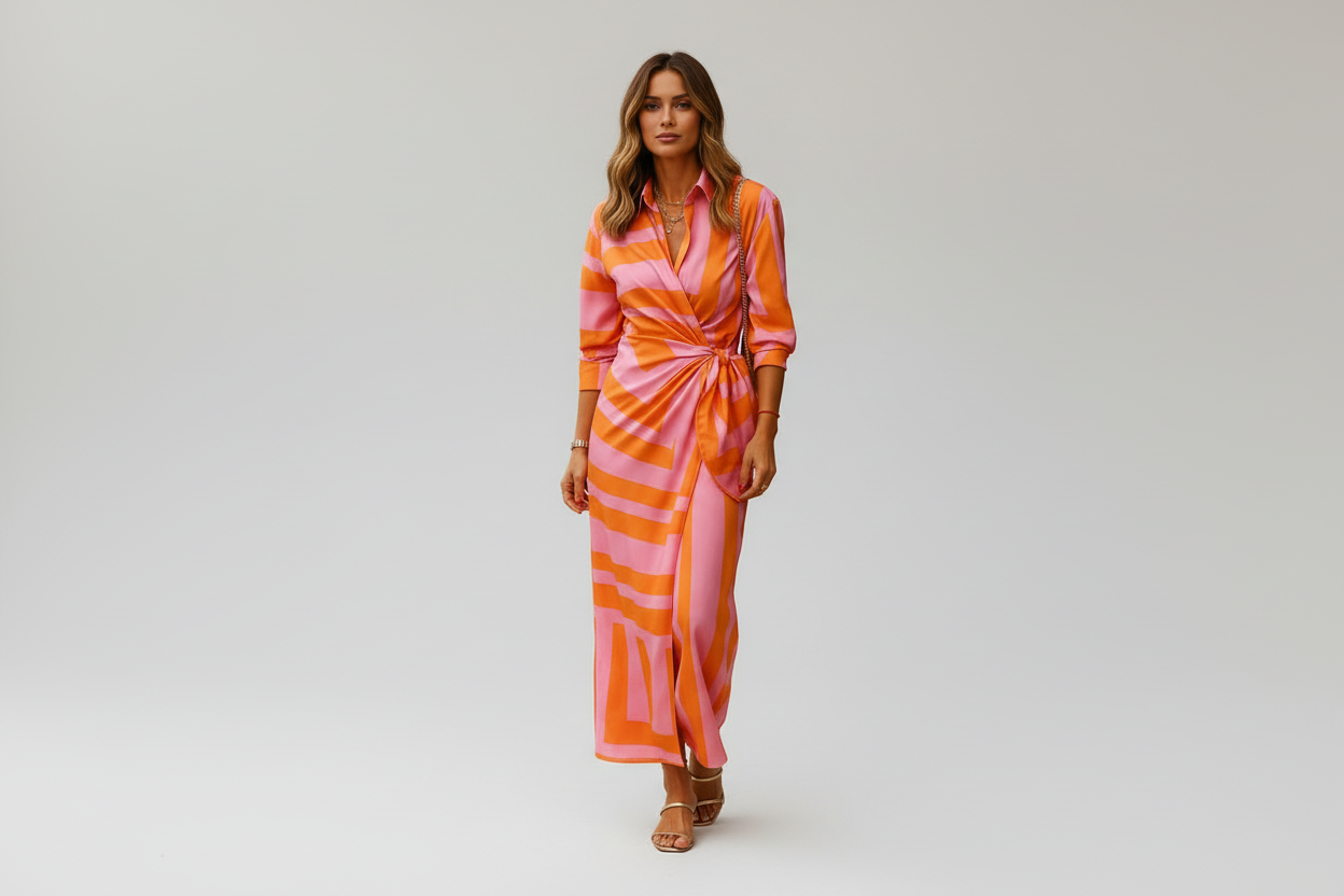 Wrap Collar Summer Dress – Elegant Fit, Modern Style & Effortless Comfort