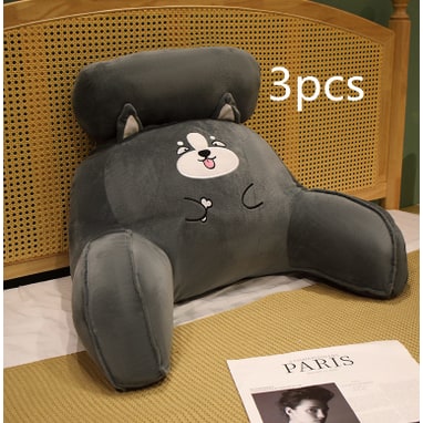 Lumbar Support Reading Pillow for Bed with Backrest Armrests and Detachable Neck Roll - Image 1