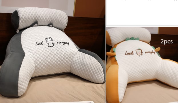 Lumbar Support Reading Pillow for Bed with Backrest Armrests and Detachable Neck Roll - Image 11