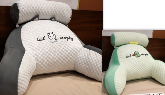 Lumbar Support Reading Pillow for Bed with Backrest Armrests and Detachable Neck Roll - Image 16