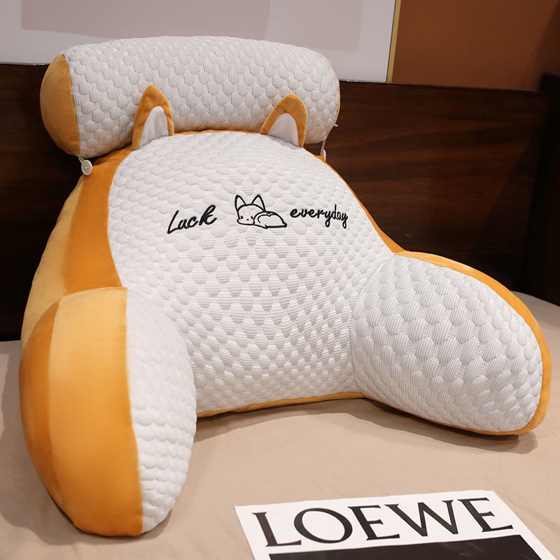 Lumbar Support Reading Pillow for Bed with Backrest Armrests and Detachable Neck Roll - Image 2