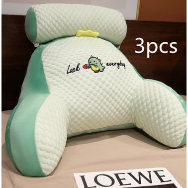 Lumbar Support Reading Pillow for Bed with Backrest Armrests and Detachable Neck Roll - Image 20