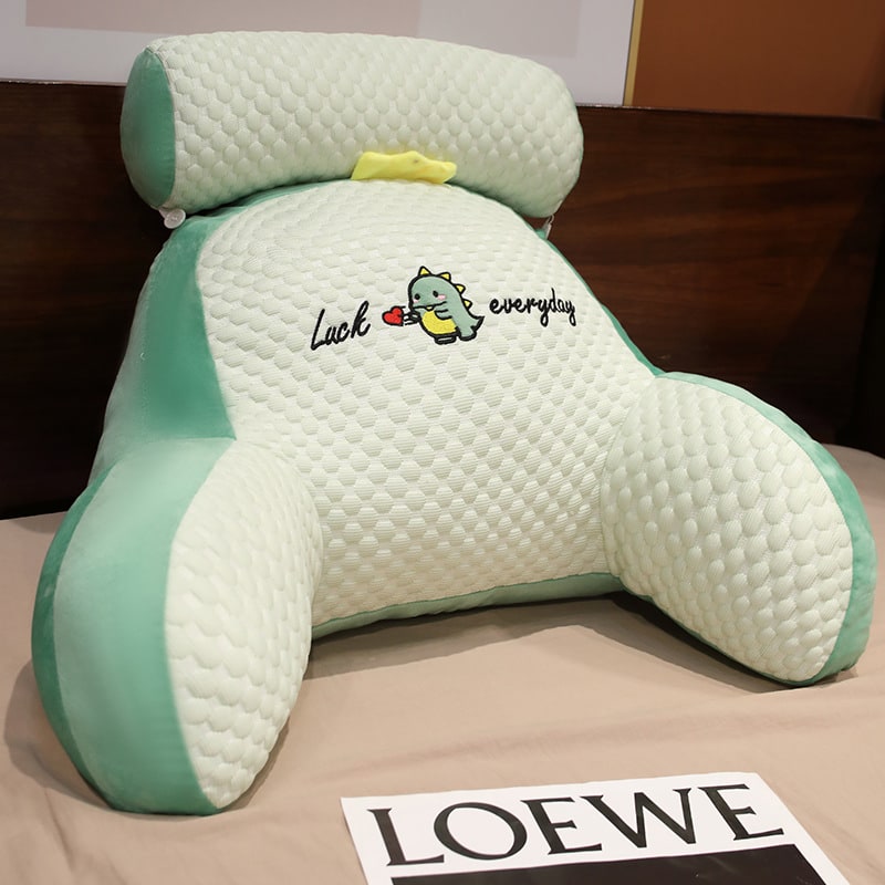 Lumbar Support Reading Pillow for Bed with Backrest Armrests and Detachable Neck Roll - Image 23