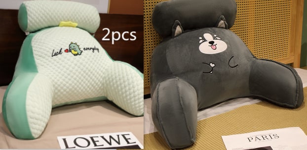 Lumbar Support Reading Pillow for Bed with Backrest Armrests and Detachable Neck Roll - Image 25