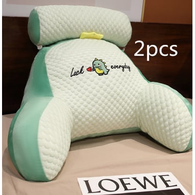 Lumbar Support Reading Pillow for Bed with Backrest Armrests and Detachable Neck Roll - Image 28