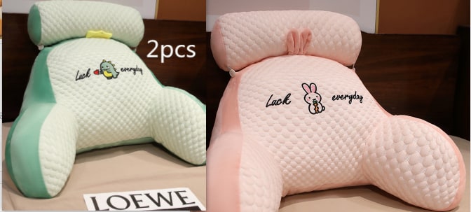 Lumbar Support Reading Pillow for Bed with Backrest Armrests and Detachable Neck Roll - Image 29