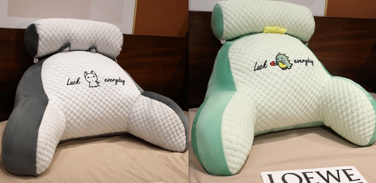 Lumbar Support Reading Pillow for Bed with Backrest Armrests and Detachable Neck Roll - Image 3
