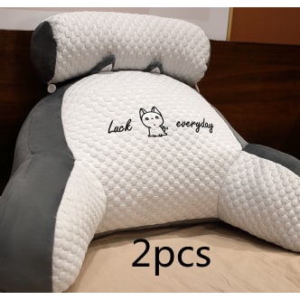 Lumbar Support Reading Pillow for Bed with Backrest Armrests and Detachable Neck Roll - Image 31