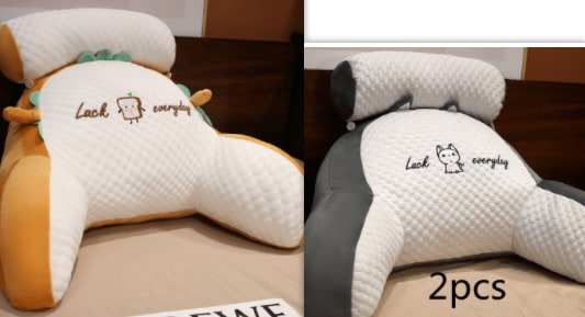 Lumbar Support Reading Pillow for Bed with Backrest Armrests and Detachable Neck Roll - Image 32